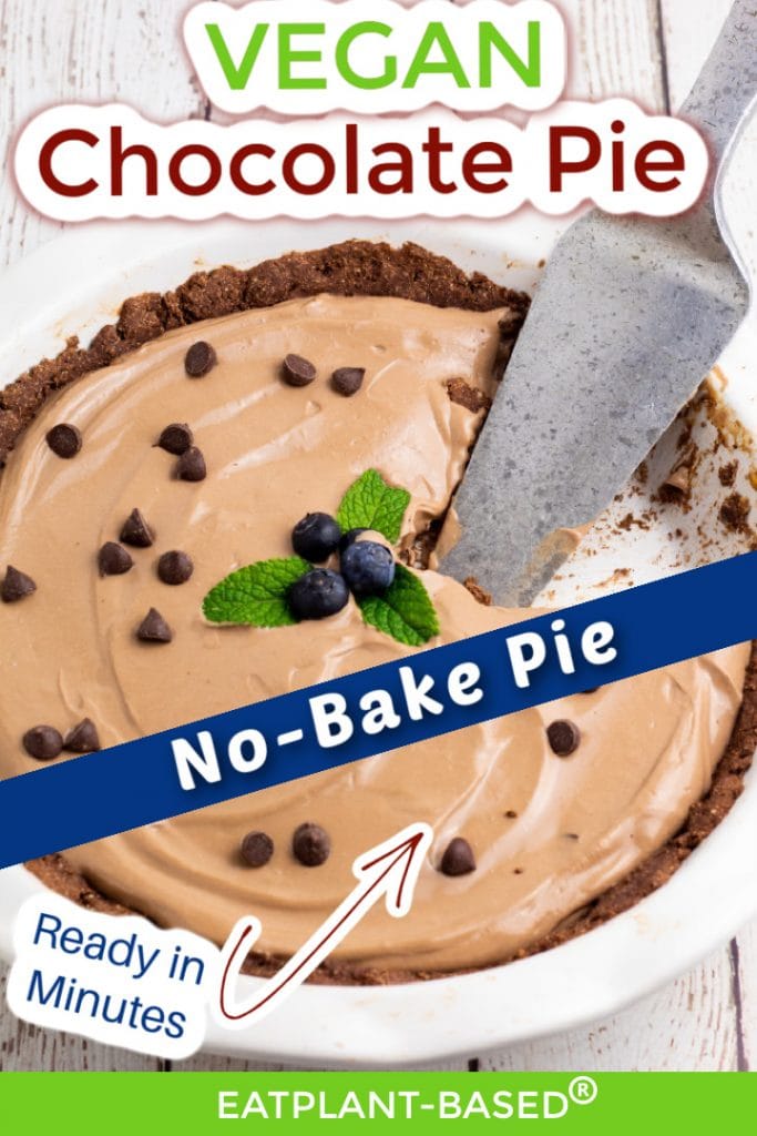 chocolate vegan pie photo collage for pinterest