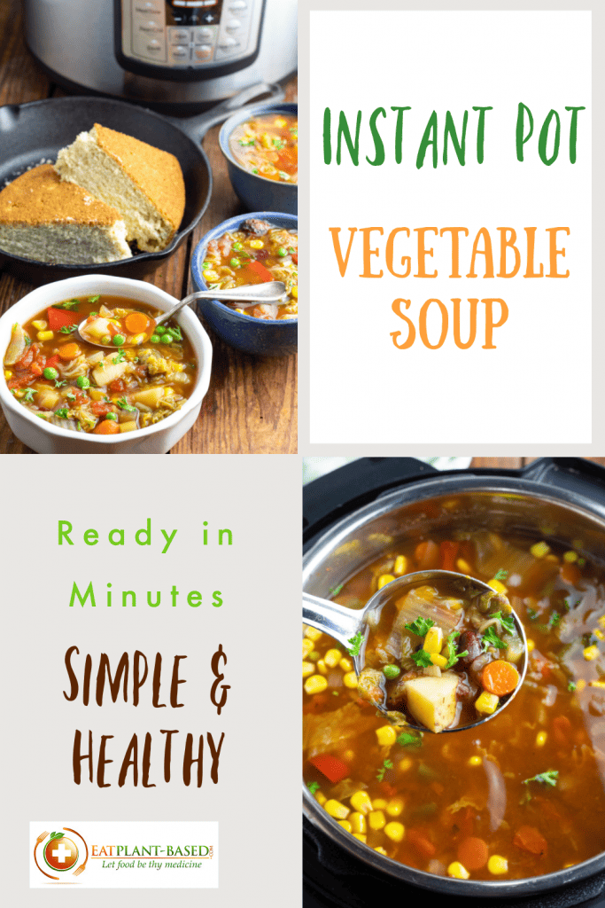 photo collage of instant pot vegetable soup for pinterest