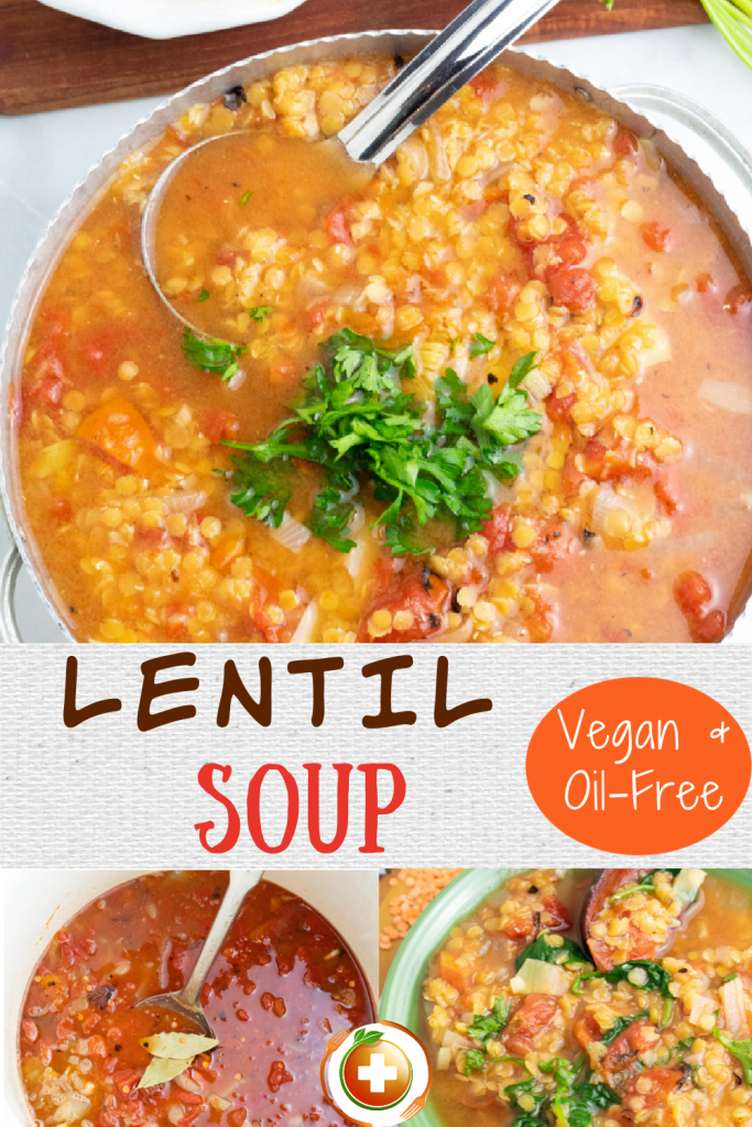 vegan lentil soup photo collage for pinterest