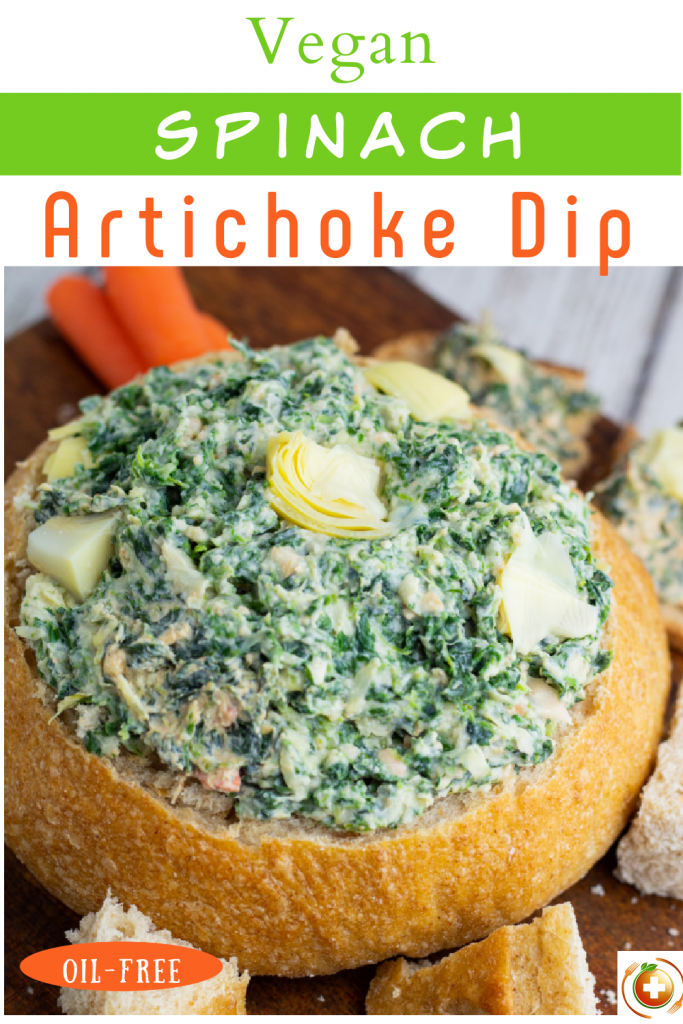 vegan spinach artichoke dip photo collage for pinterest
