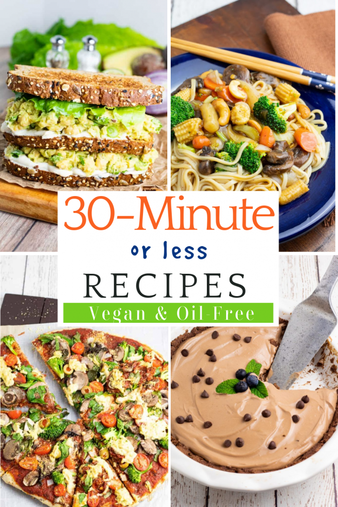 30 minute or less vegan recipes photo collage