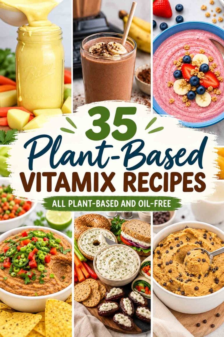 photo collage for easy vegan vitamix recipes.