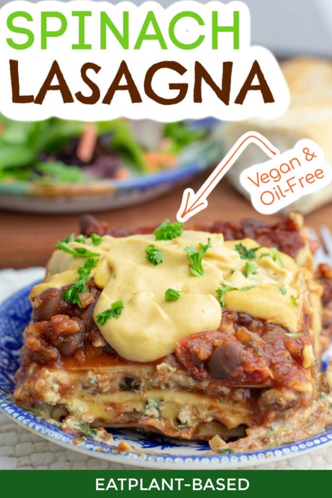 vegan spinach lasagna photo collage for pinterest