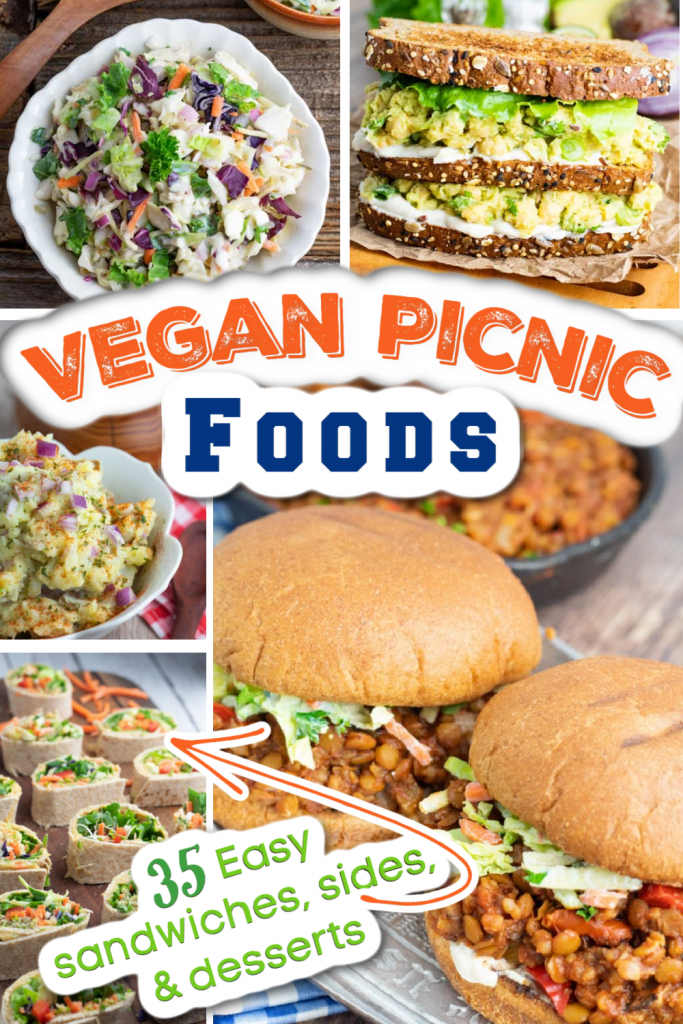 vegan picnic ideas photo collage for pinterest