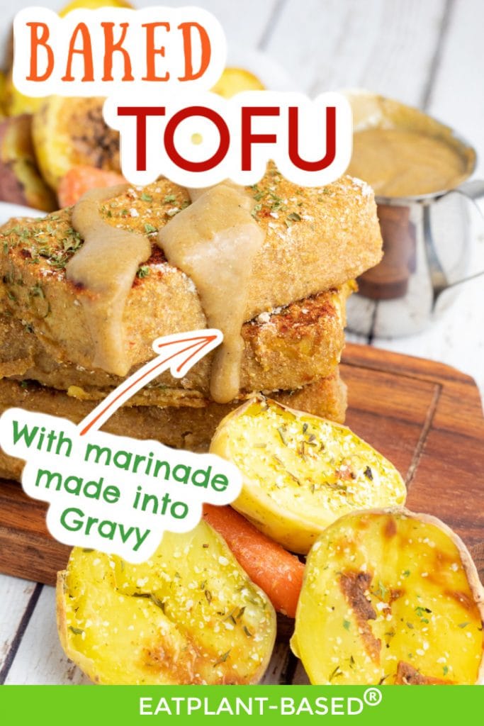 baked tofu photo collage for pinterest