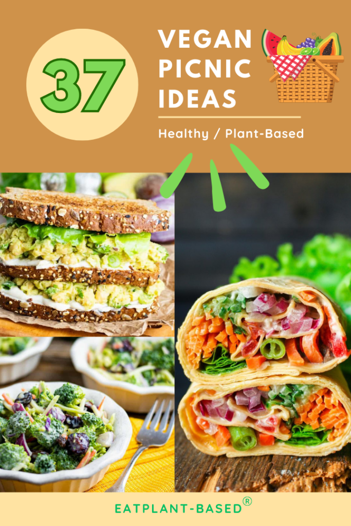 vegan picnic foods photo collage 