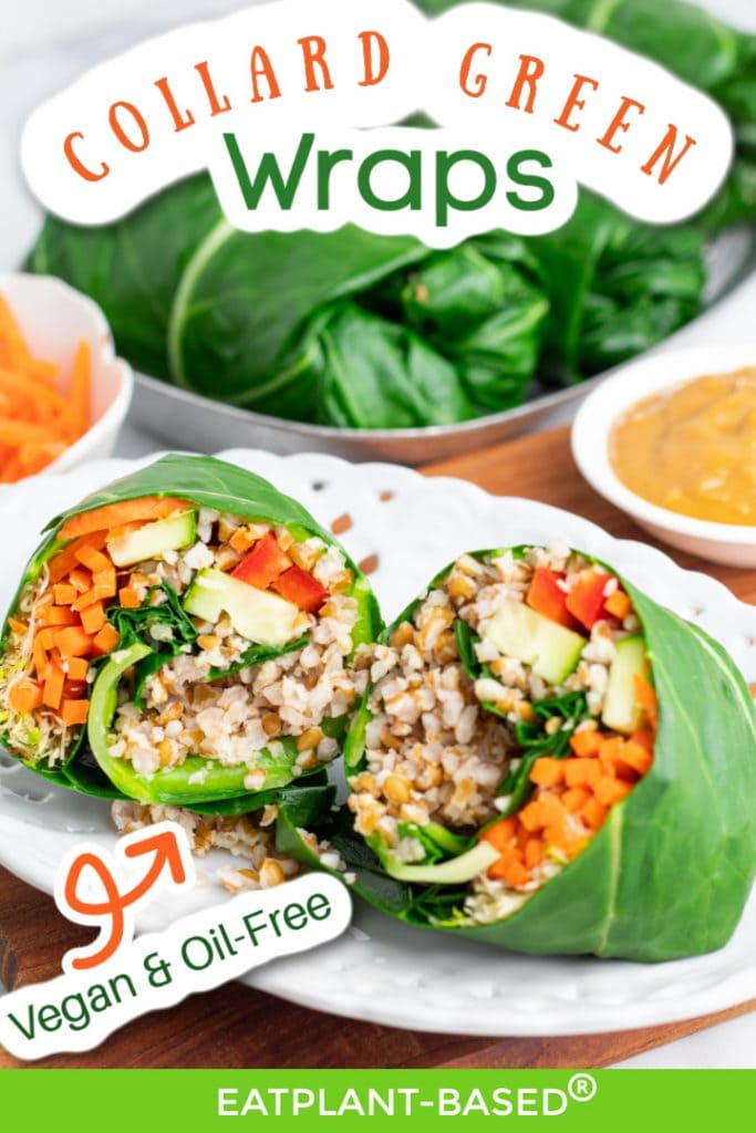 photo collage of collard green wraps for pinterest