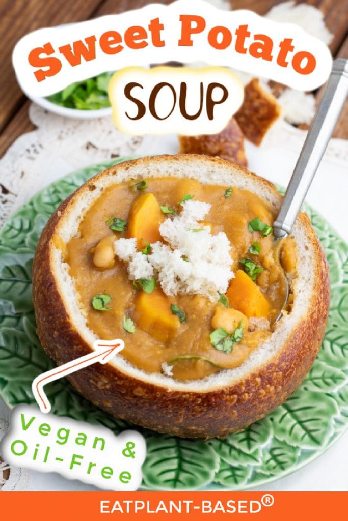 vegan sweet potato soup photo collage for pinterest