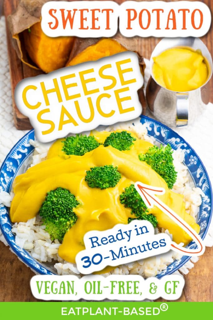 photo collage of sweet potato vegan cheese sauce for pinterest