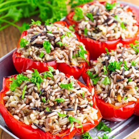 Vegan Stuffed Peppers with Rice 