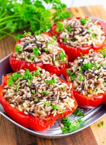 Vegan Stuffed Peppers with Rice (Oil-Free)