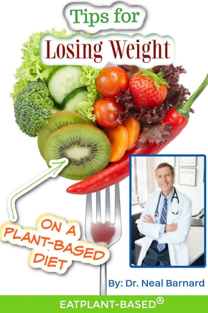 Dr Neal Barnard on image with fork full of plant based foods