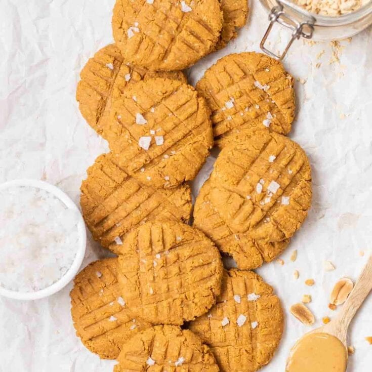 peanut butter cookies on white background