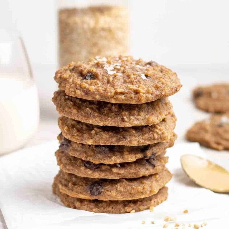 stack of vegan oatmeal cookies
