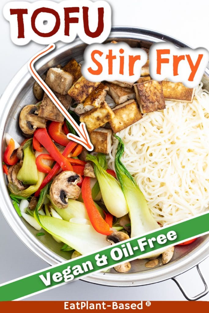 photo collage of tofu veggie stir fry for pinterest