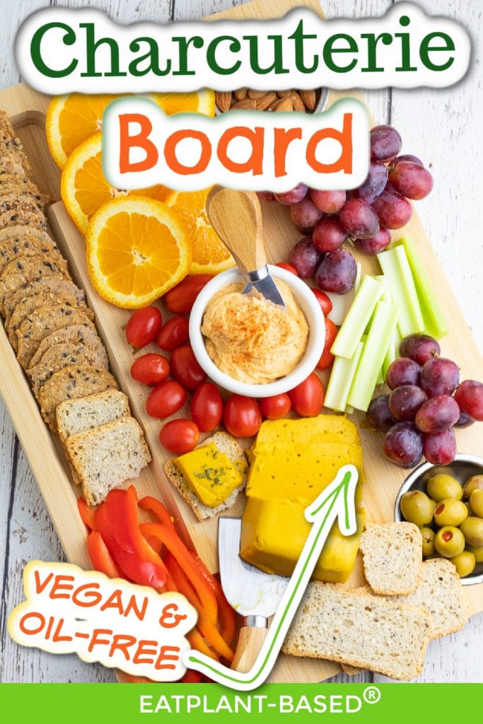 vegan charcuterie board photo collage for pinterest