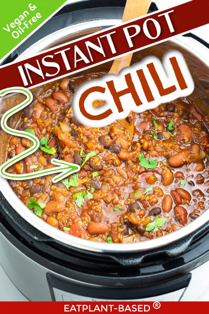 vegan instant pot chili photo collage for pinterest