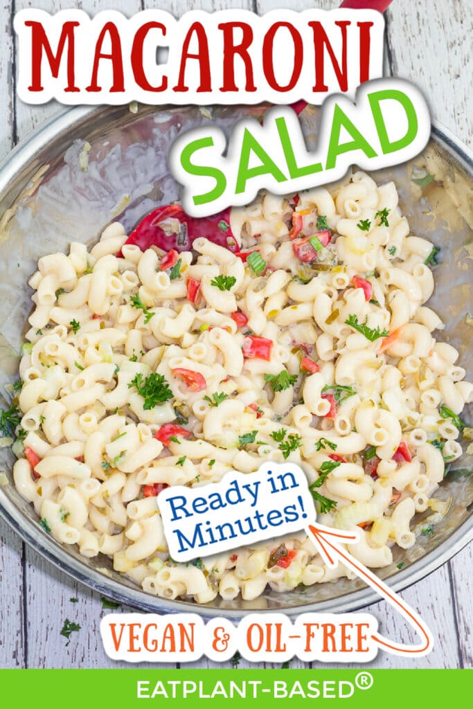 photo collage of vegan macaroni salad for pinterest