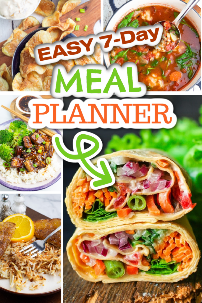 plant based meal planner photo collage