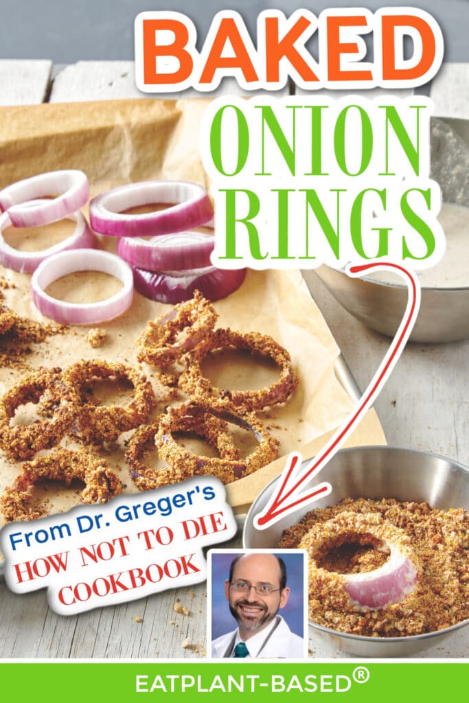 photo collage for baked onion rings with title for pinterest