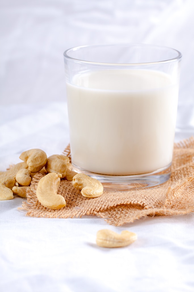 Single glass of cashew nuts milk.