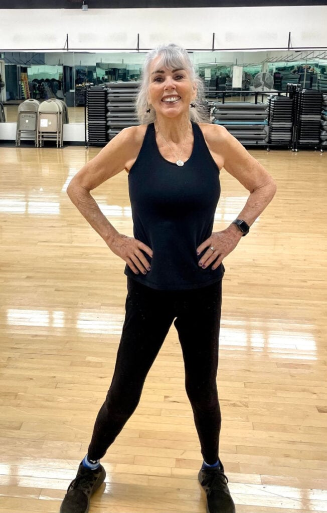 78-year-old healthy Linda Middlesworth at gym
