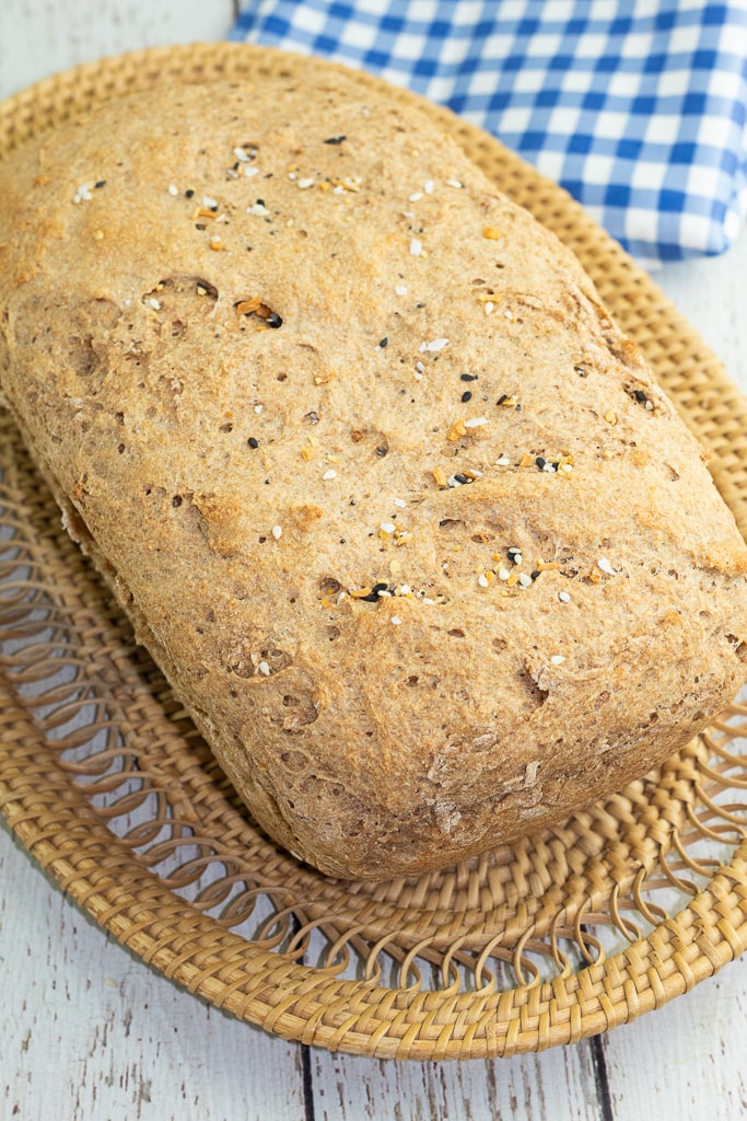 homemade loaf of bread in basket