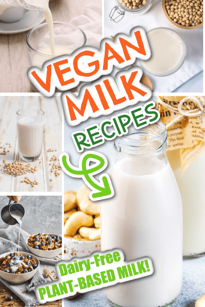 vegan milk photo collage