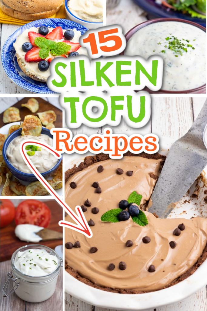 silken tofu recipes photo collage with title