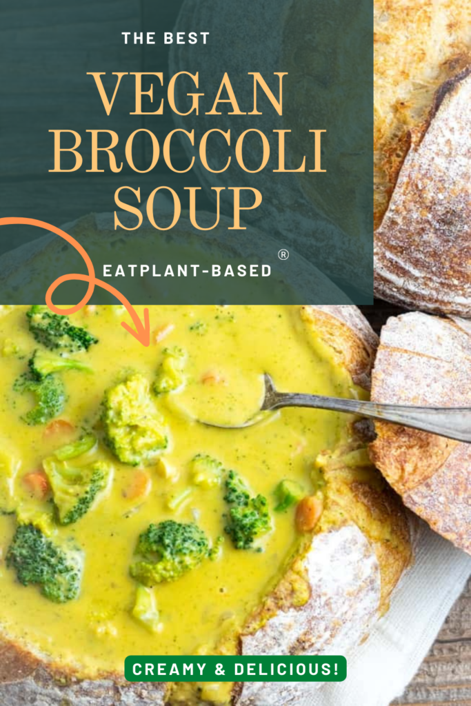 photo collage for vegan broccoli soup for pinterest