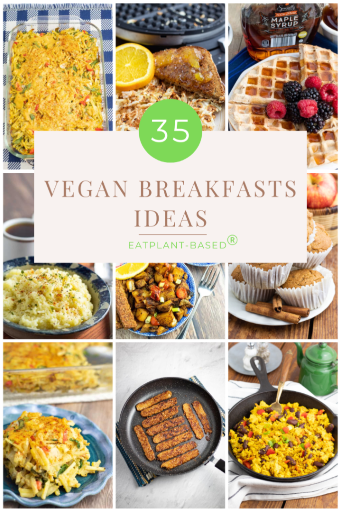 photo collage of 35 vegan breakfast ideas