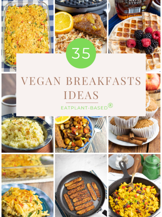 photo collage of 35 vegan breakfast ideas