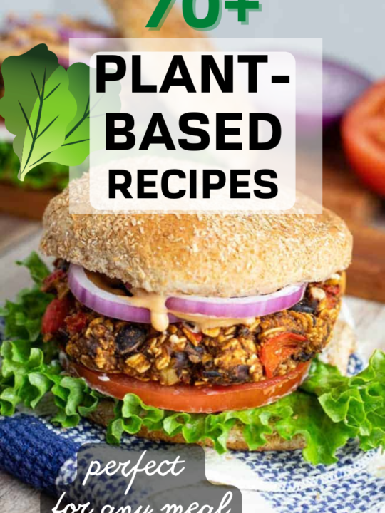 plant based recipes photo collage with title