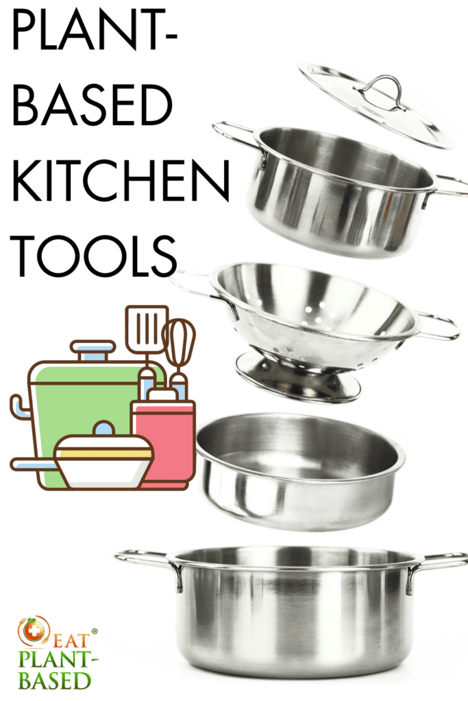 vegan kitchen tools must haves graphic for pinterest
