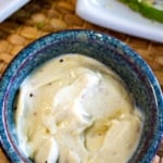 overhead shot of bowl of wasabi mayo
