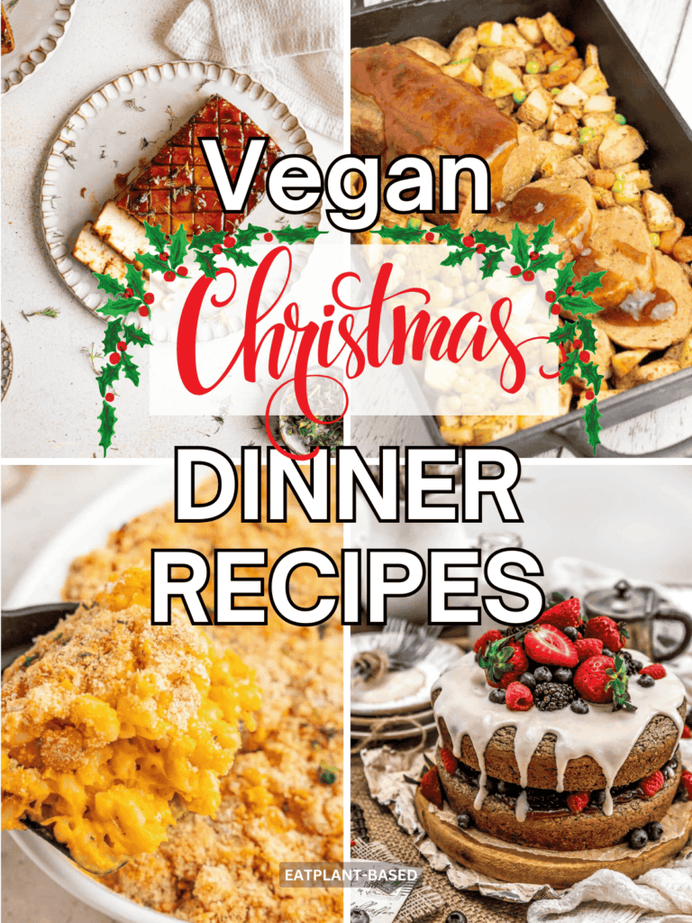 vegan christmas dinner recipes photo collage.