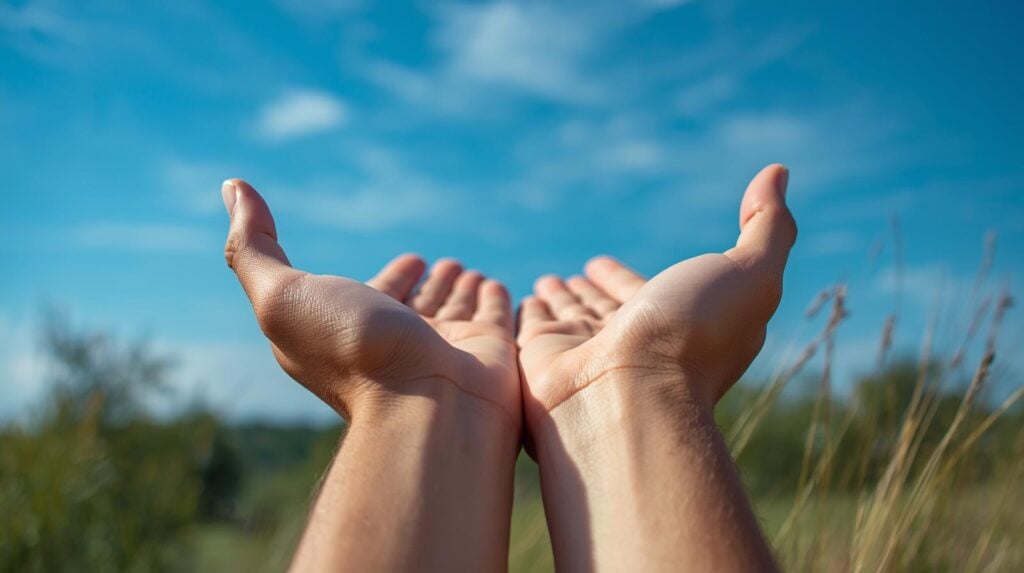 hands open in surrender.