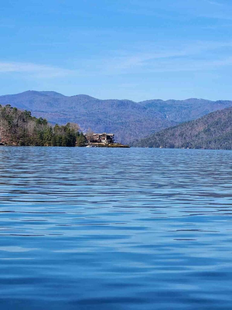 peaceful lake in the mountains.
