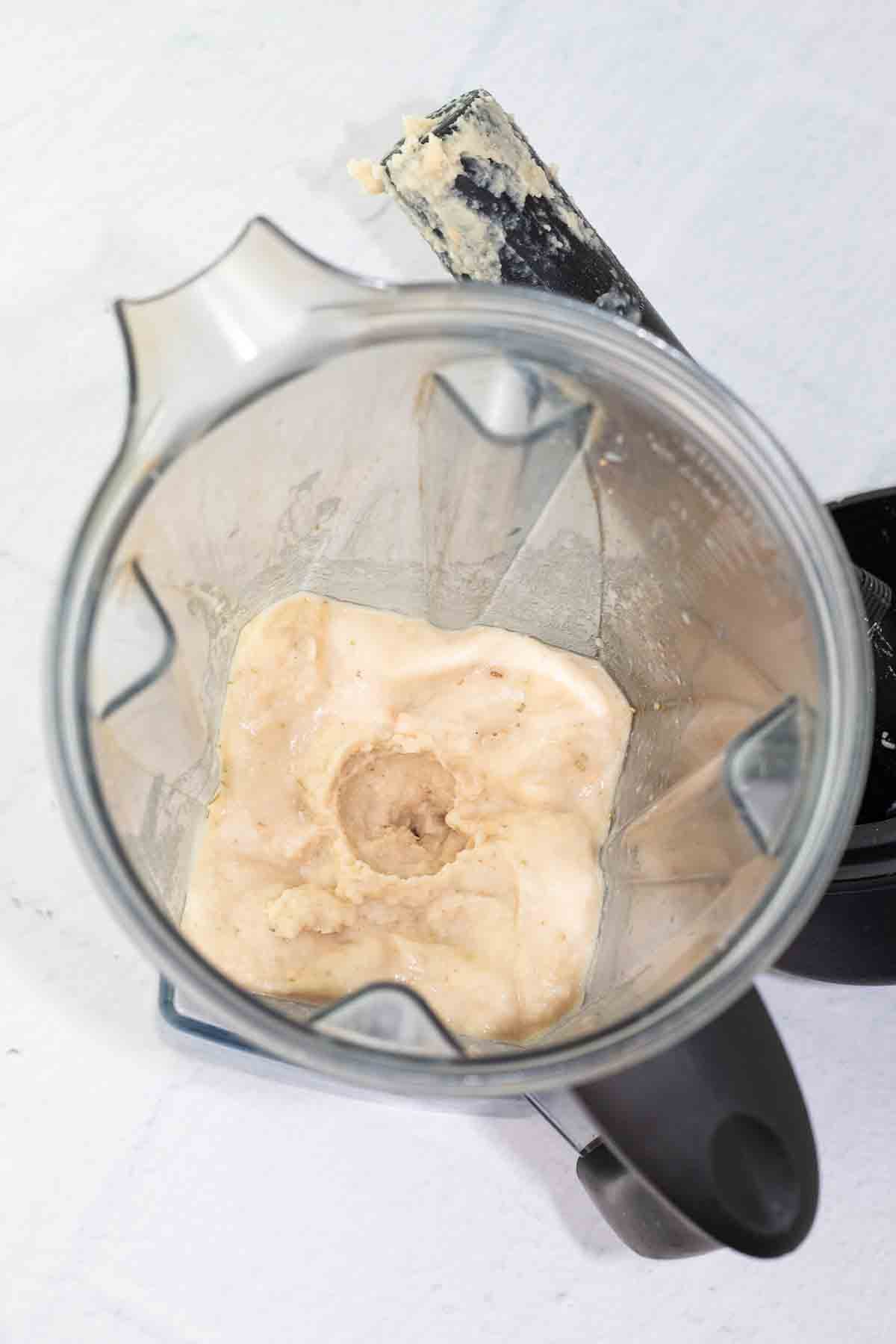 blender with white bean dip.