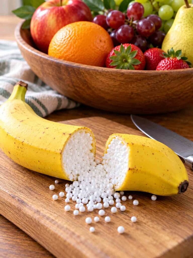 bowl of beautiful fruit that is fake and stuffed.